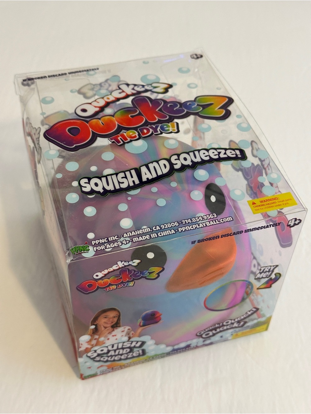 Quackeez Duckeez Tie Dye Squish and Squeeze Duck Squishy Fidget Toy New - Picture 3 of 3